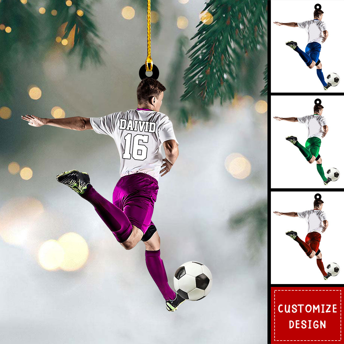 Personalized Soccer Player Christmas Ornament Gift for Soccer Lovers-2024 New Release