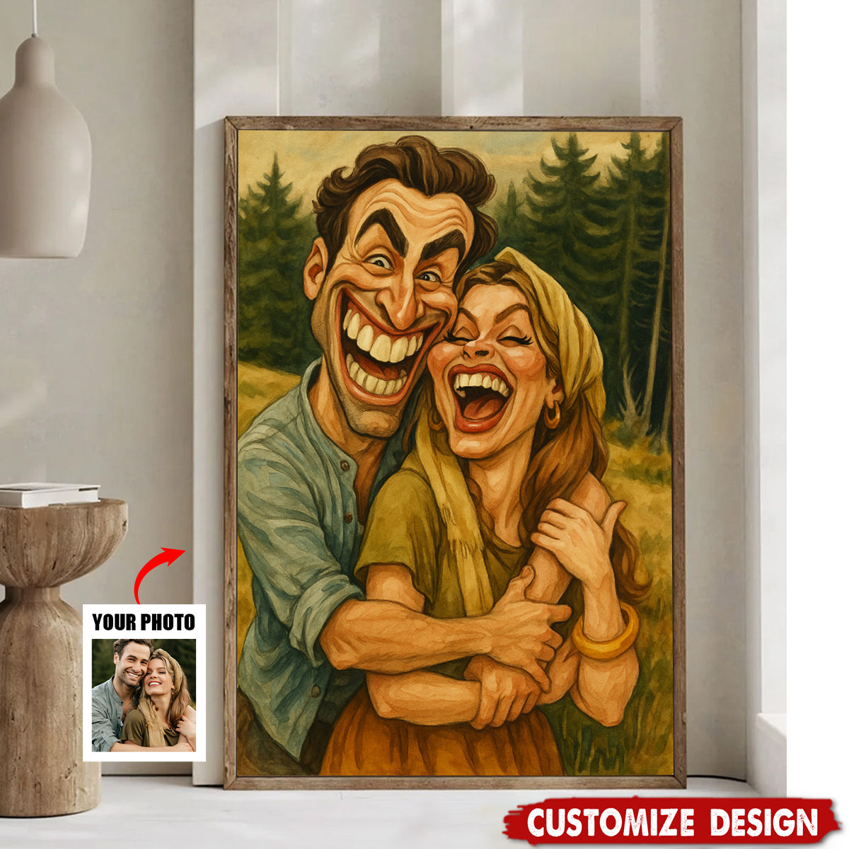 Custom Funny Caricature Poster– Transform Your Photo into Hilarious Art - Gift For Couple,Friend,Family