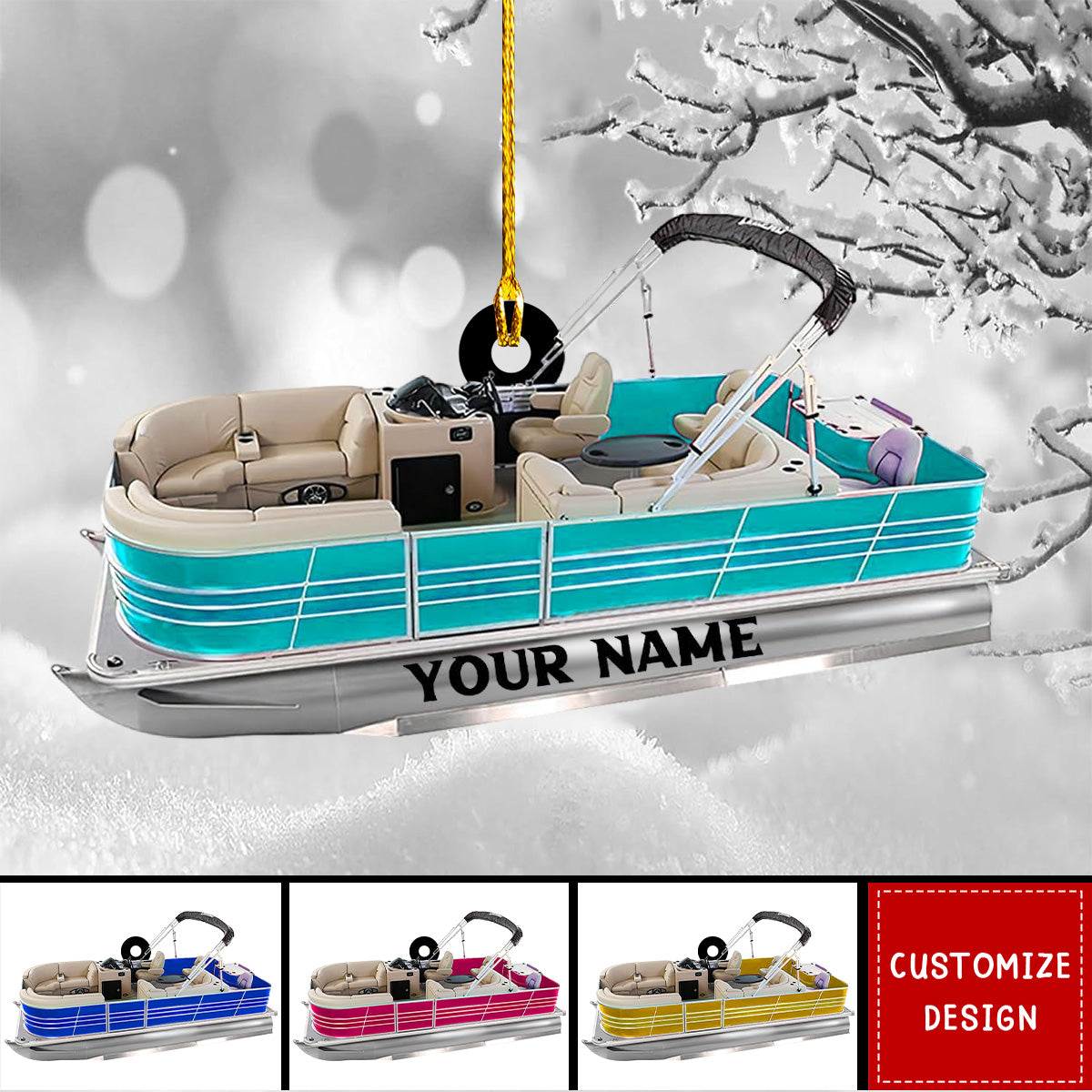 Personalized Pontoon Boat Acrylic Christmas Ornament - 2025 New Release