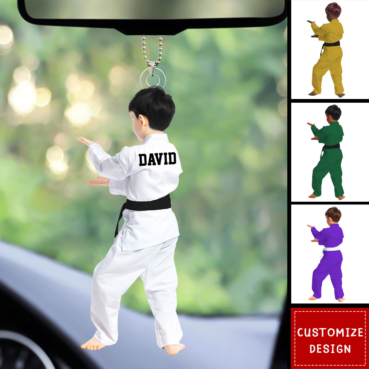Personalized Kid Karate,Jiu Jitsu,Judo Car Ornament - Gift For Karate,Jiu-Jitsu Lovers