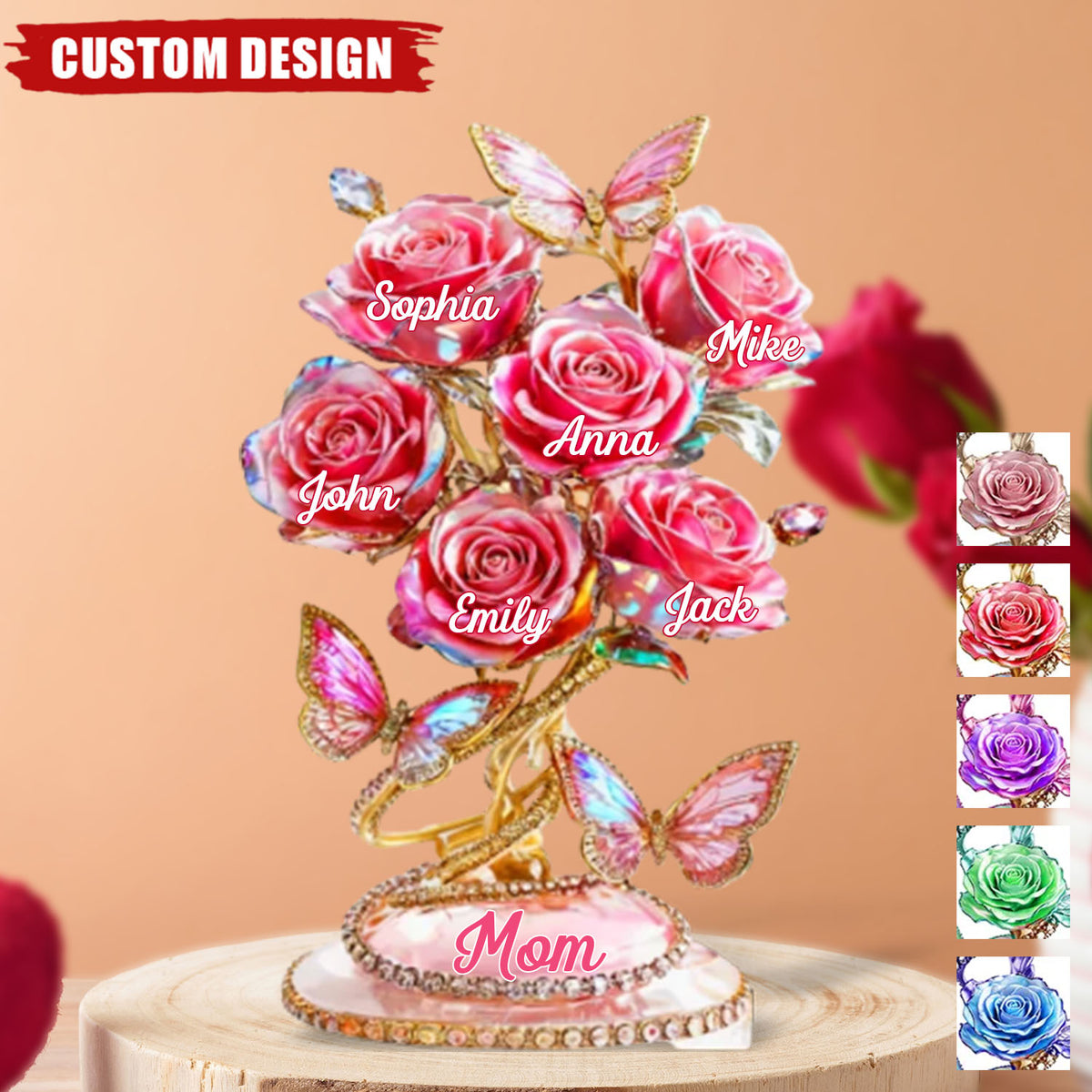 Each Rose Holds A Piece Of Your Heart - Personalized Acrylic Plaque - Mother's Day