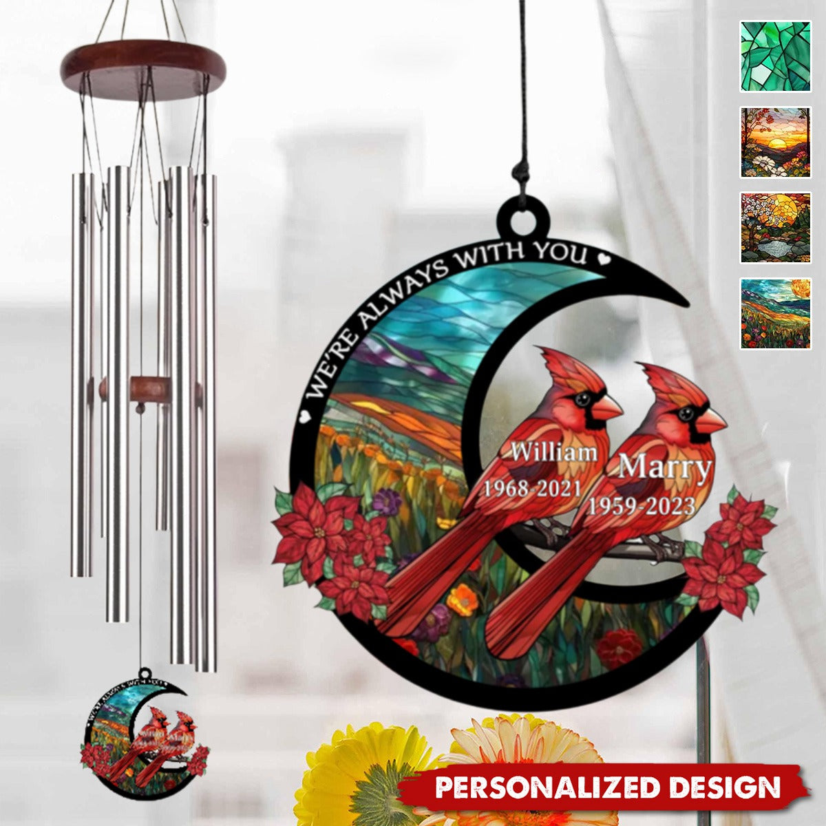 When Cardinals Appear,Angels Are Near-Memorial Personalized Wind Chime Suncatcher