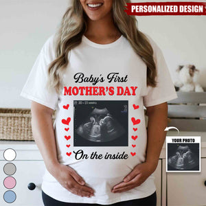 Cute Baby’s First Mother’s Day-Personalized  Sonogram Photo-T Shirt for Mother to be