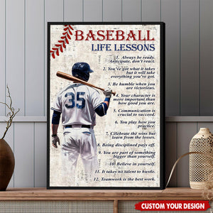 Personalized Baseball Life Lessons Poster - Gift For Baseball Athletes, Coaches, and Fans