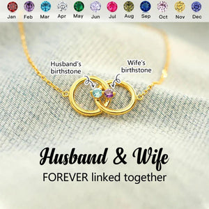 Personalized Husband & Wife Linked From the Heart Two Birthstones Interlocking Bracelet