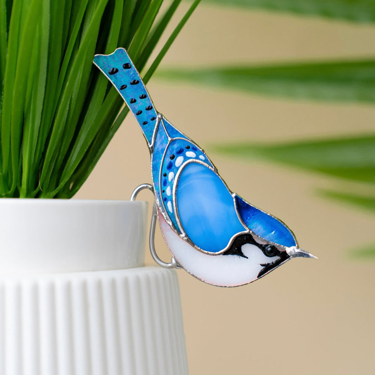 Stained glass planter farmhouse decor - Mother's Day gift for mom grandma