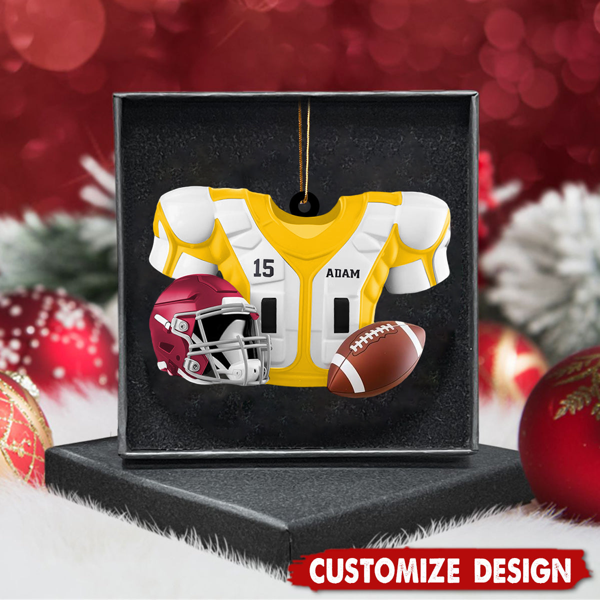 Personalized American Football Christmas Ornament, Personalized Gift for Football Player