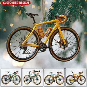 Personalized Road Bike Christmas Ornament – Cyclist Holiday Tree Decoration With Aqua Bicycle Design
