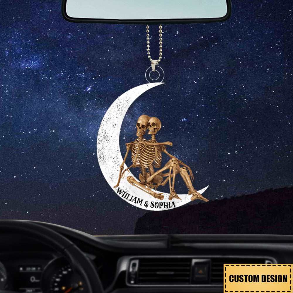 Personalized Skeleton Couple On The Moon Acrylic Ornament-Gift For Valentine's Day