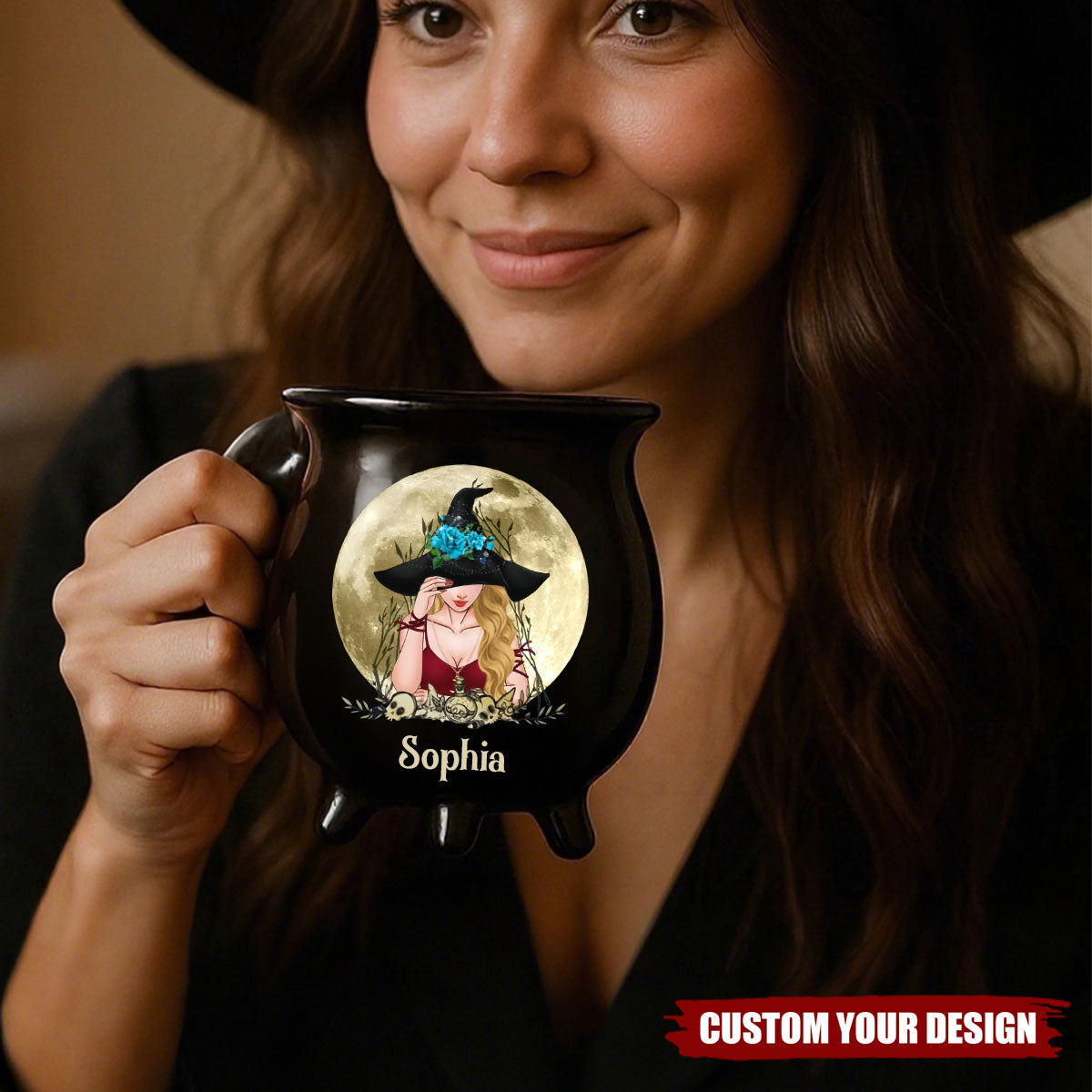 Midnight Magic - Custom 12oz Ceramic Cauldron Coffee Mug - Personalized Halloween Witchy Gifts For Besties, Sisters, BFF, Family, Yourself