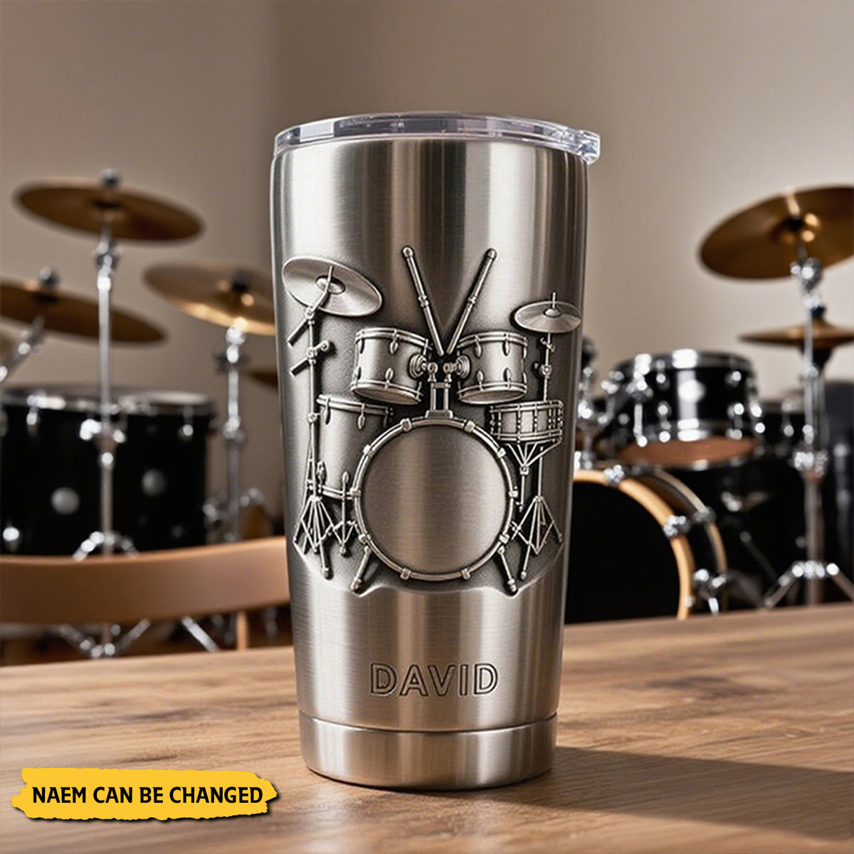 Personalized Drum Pattern Stainless Steel Tumbler-Gift for Drummer