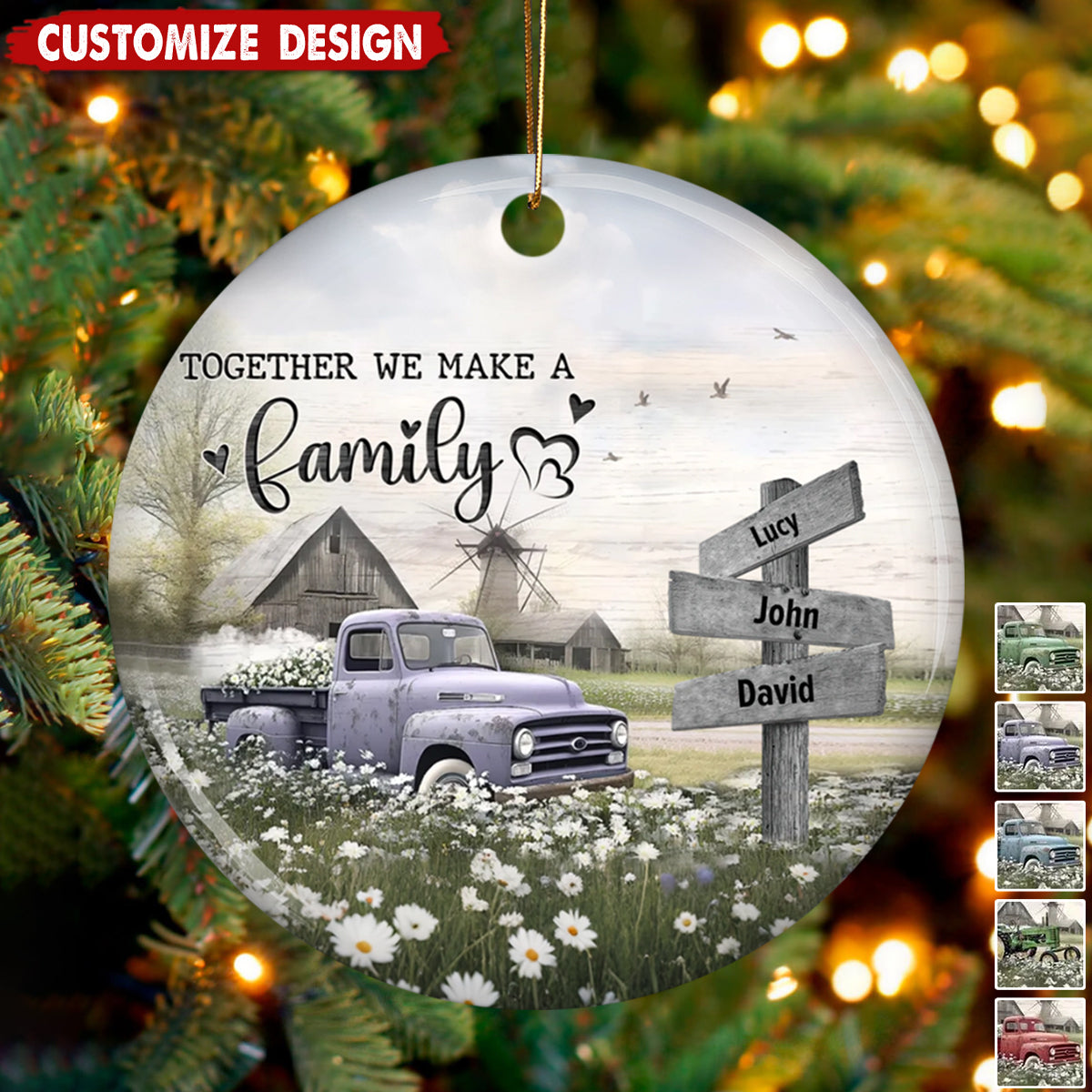 Personalized Farmhouse Old Truck Christmas Ornament - Gift For Family