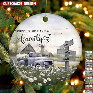 Personalized Farmhouse Old Truck Christmas Ornament - Gift For Family