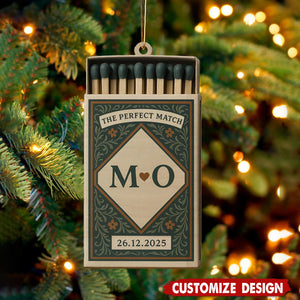 Personalized Matchbox Ornament – Custom Initials and Date Hanging Decoration