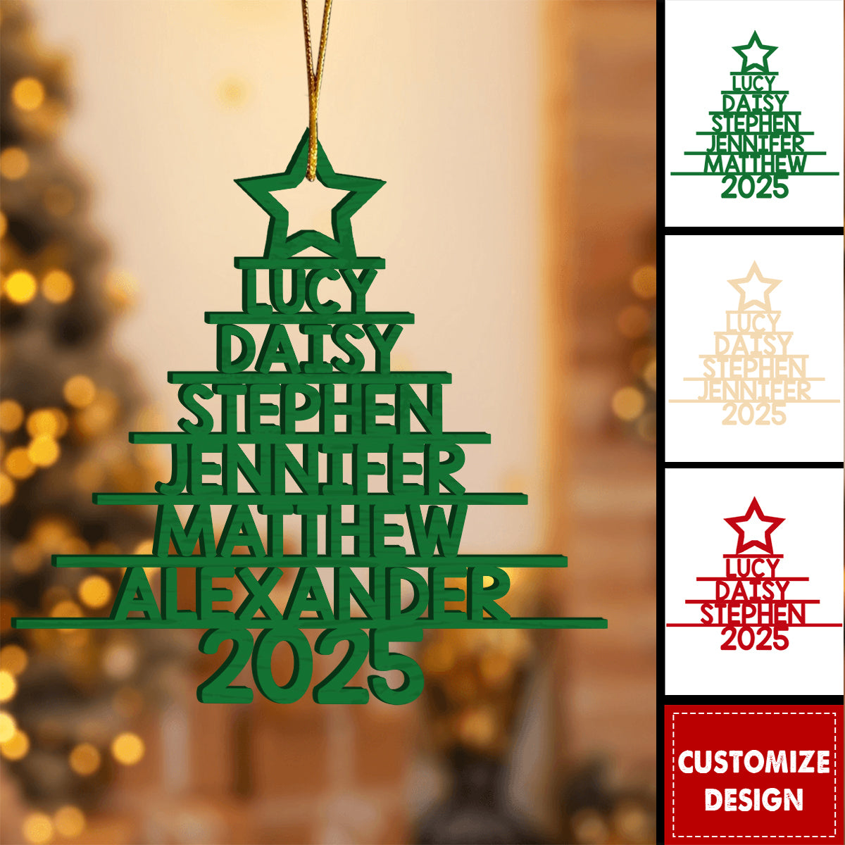 2025 New Release Personalized Family Name Wood Ornament
