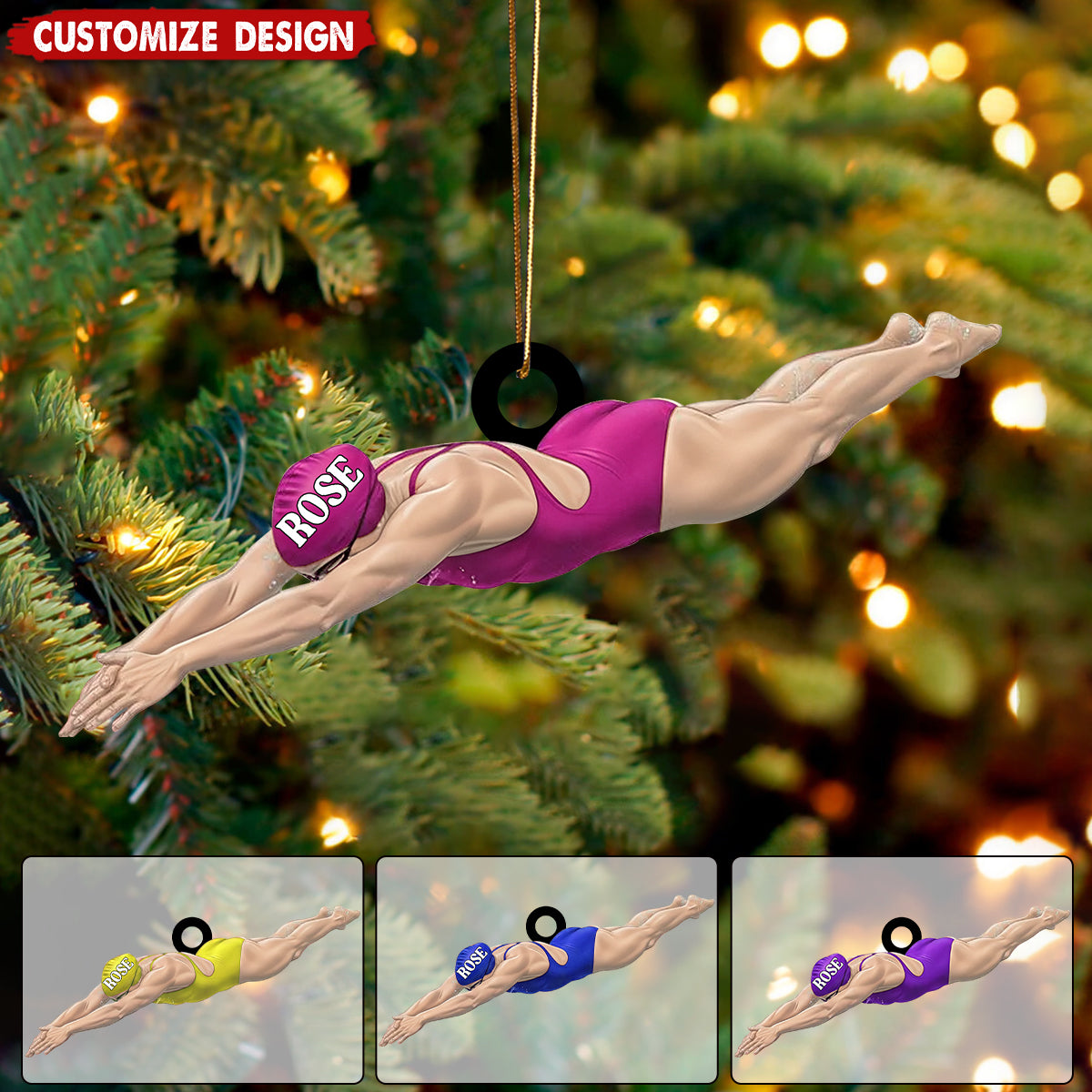 Personalized Swimmer Acrylic Ornament - Swimming Lovers Gift