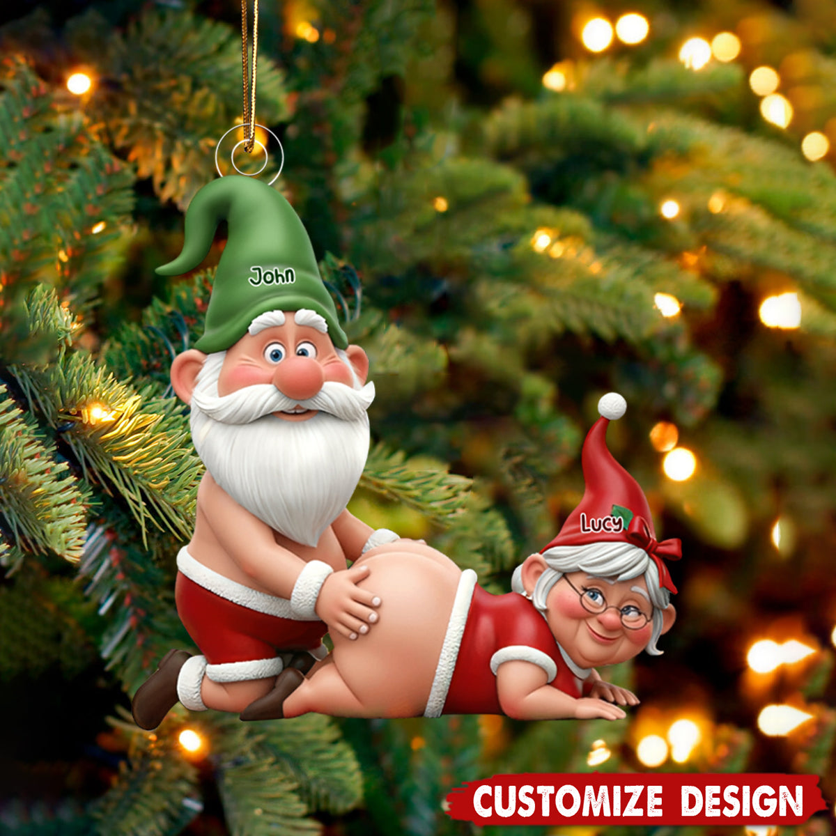Naughty Old Couple Ornament - Personalized Gifts For Couple