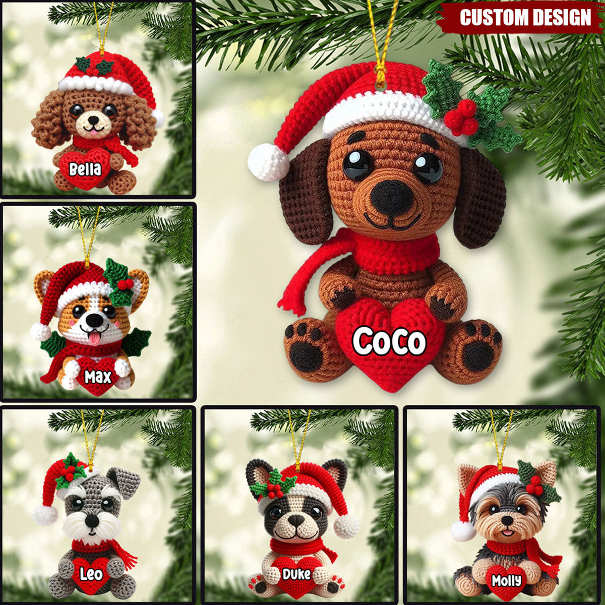 Merry Christmas Dogs - Personalized Dachshund Ornament