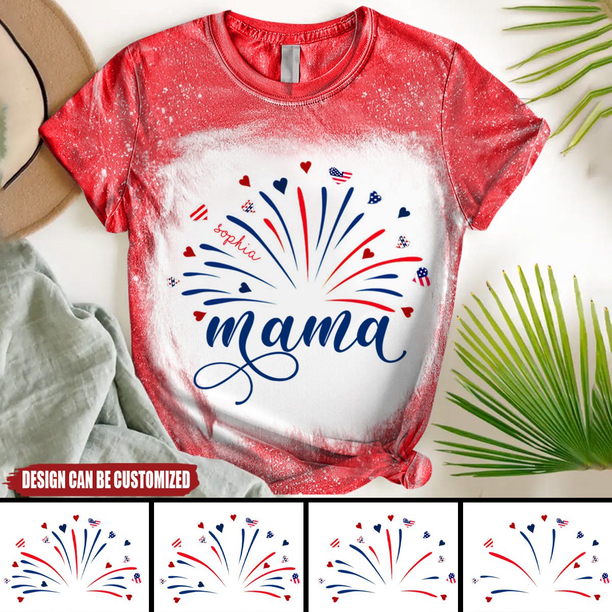 Personalized Firework America Flag Grandma And Kids 3D T-shirt