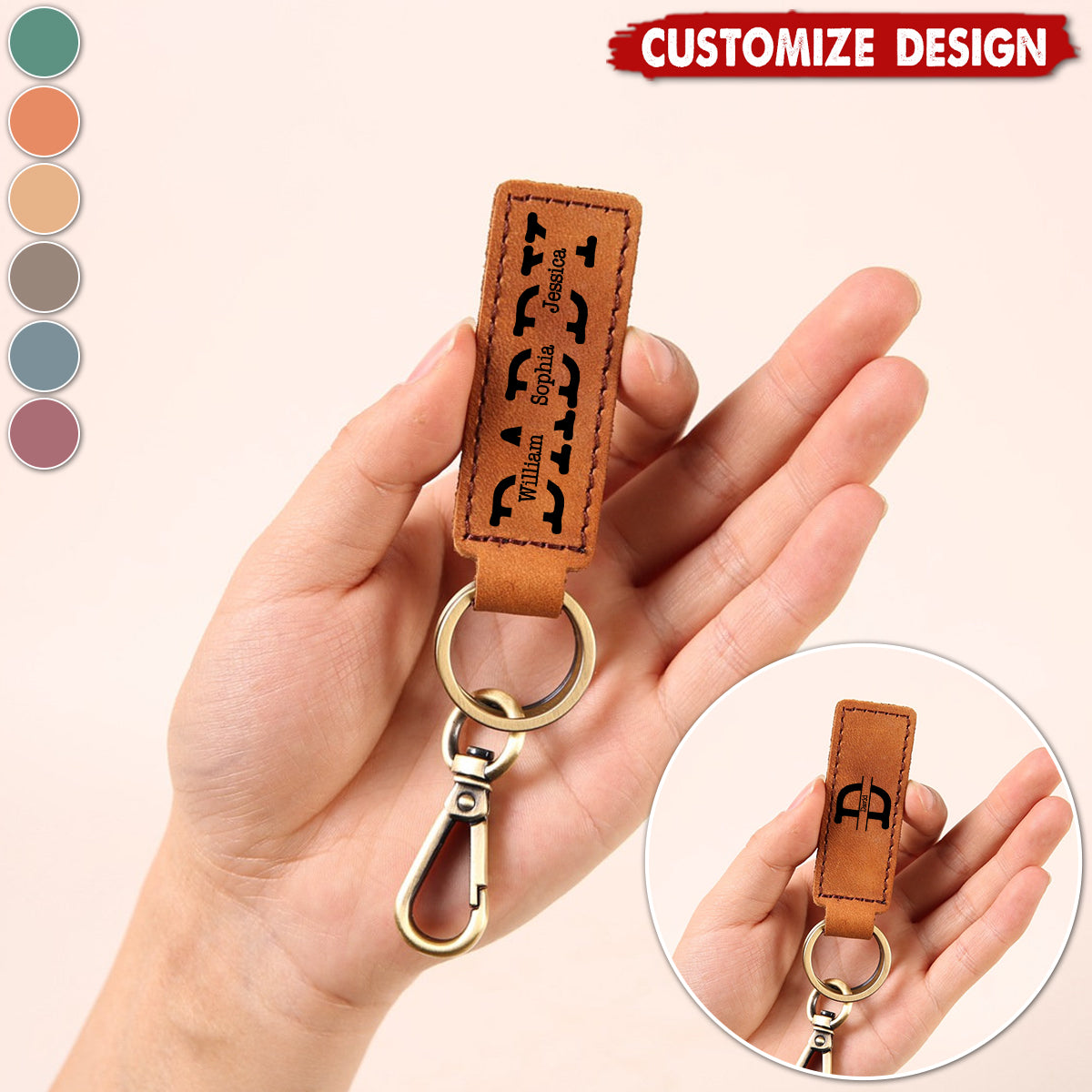 Personalized Dad Leather Keychain-Gift for Dad