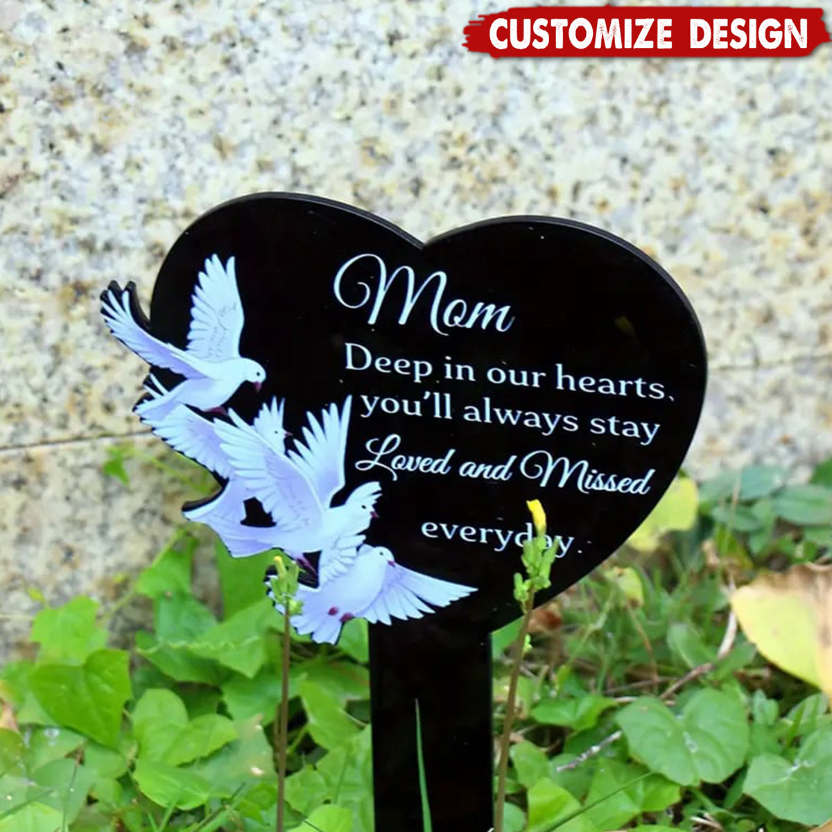 A Loving Tribute for Garden or Cemetery - Personalized Acrylic Eternal Heart Memorial Garden Stake