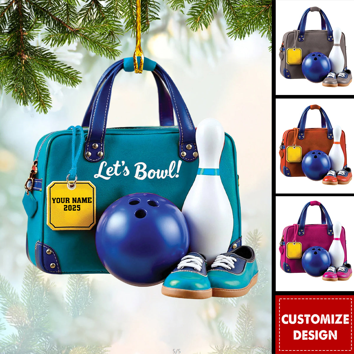 Personalized Bowling Christmas Ornament, Gifts for Bowling Lovers & Players