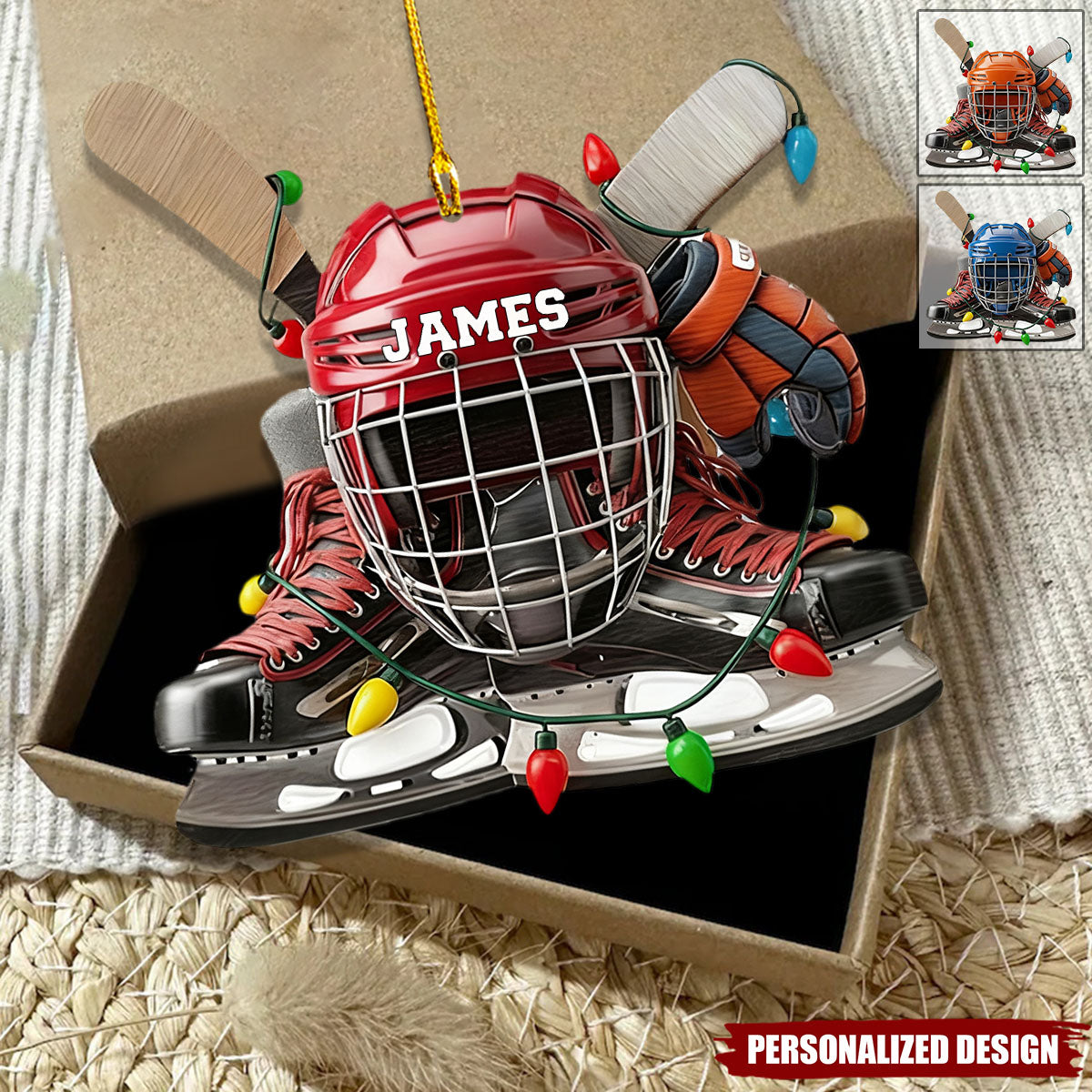 Personalized Ice Hockey Ornament Gift for Boys Girls Hockey Fans
