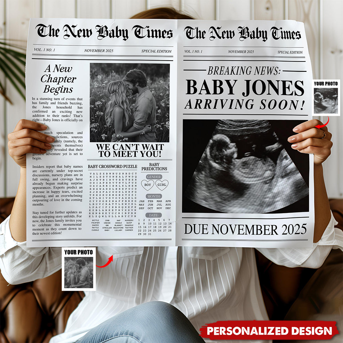 Expecting Baby Times-Personalized Newspaper Pregnancy Announcement