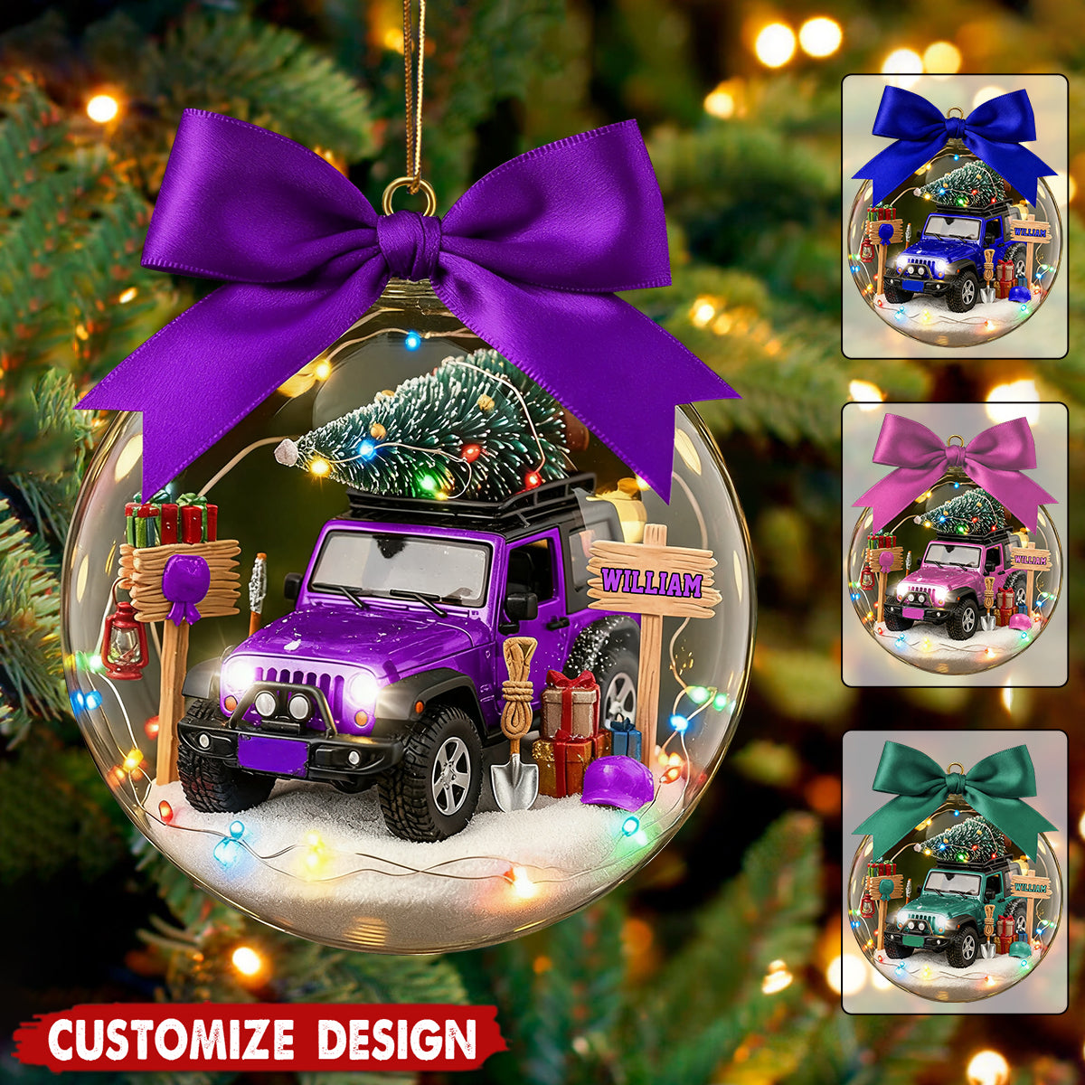 Personalized Off-Road  Christmas Snow Globe Ornament -Gift For Off-Road  Lover