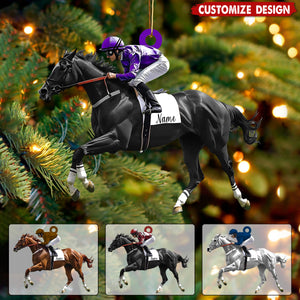 Personalized Horse Racing Ornament - Horse Lover Gift