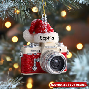 2D FLAT Personalized Camera Acrylic Christmas Ornament, Custom Photographer Ornament, Holiday Tree Decoration Gift for Photography Lovers