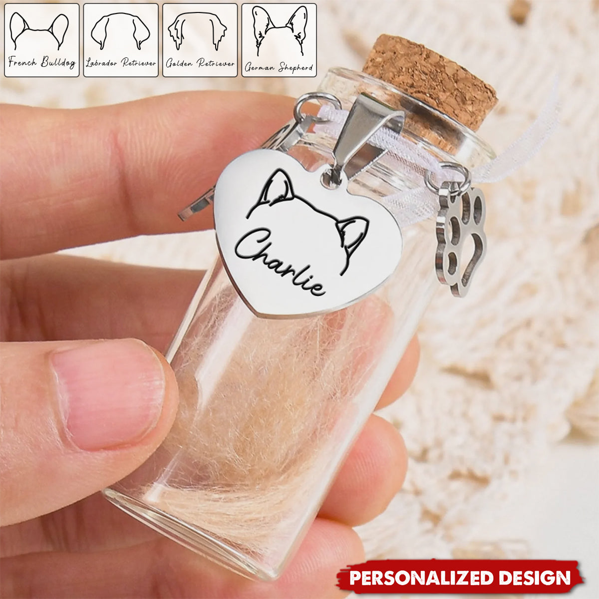 Gone But Not Forgotten-Memorial Personalized Pet Fur Keepsake Jar-Sympathy Gift For Pet Owners, Pet Lovers