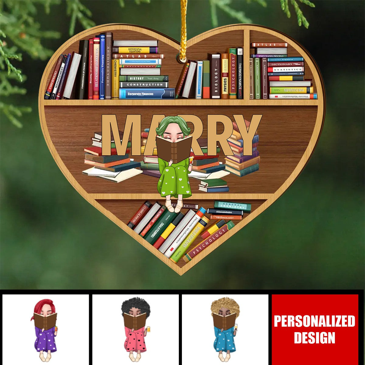 2024 New Release Reading Girl-Personalized  Wooden Ornament-Christmas Gift Idea For Book Lover