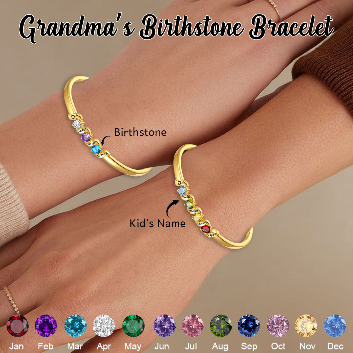 Personalized Adjustable Mom‘s Birthstone Bracelet