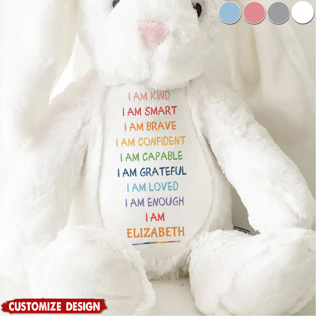 I'm Kind Smart Loved - Personalized Stuffed Bunny