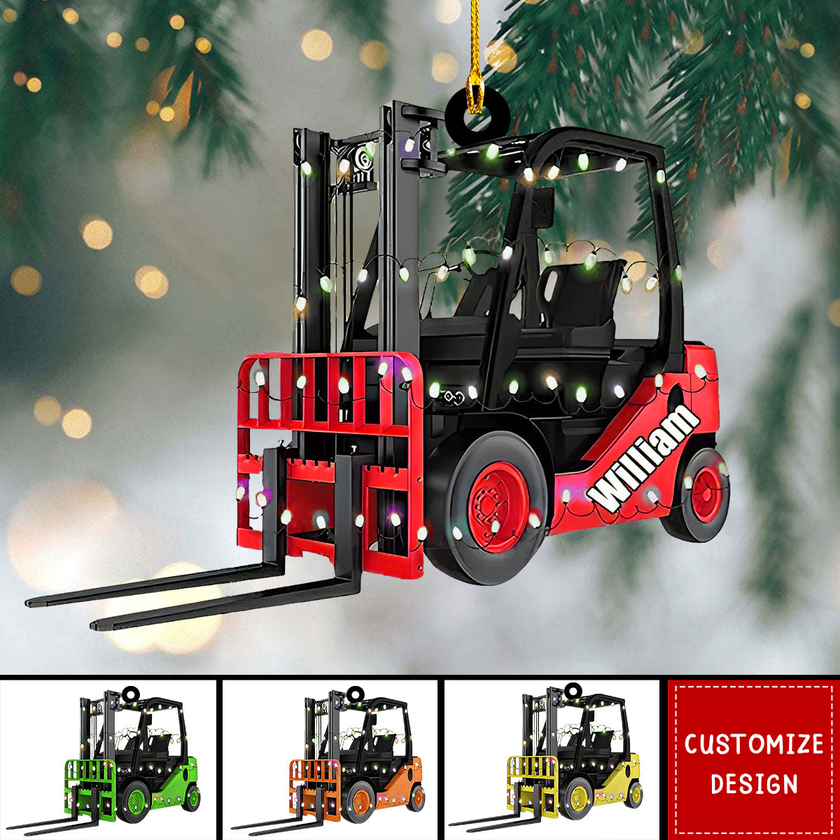 Personalized Forklift Truck Christmas Ornament - 2024 New Release
