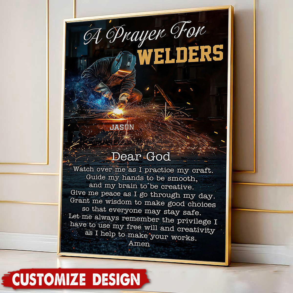 A Prayer For Welders - Personalized Welding Poster - Gift For Welder