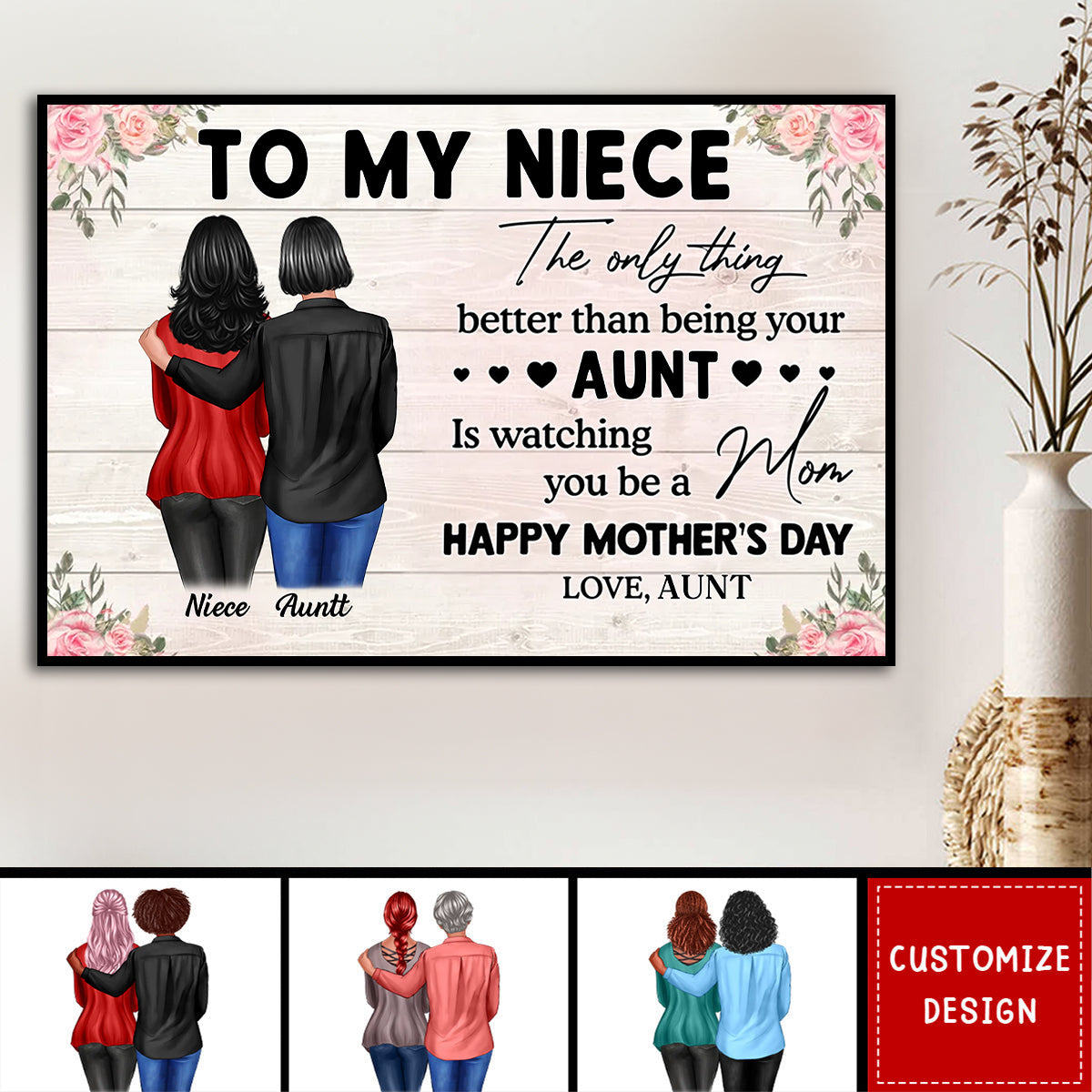 To My Niece From Aunt Happy Mother's Day Personalized Poster-Gift For Mother's Day