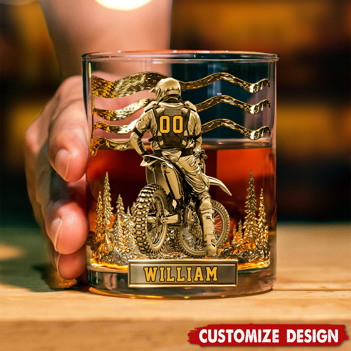 Personalized Motocross Racer Whiskey Glass