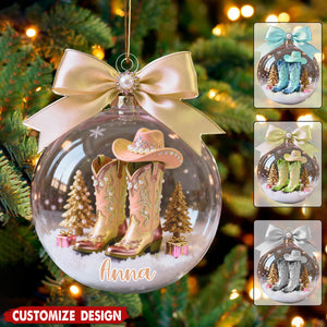 Personalized Boot Christmas Ornament - Gift For Cowboy Cowgirl
