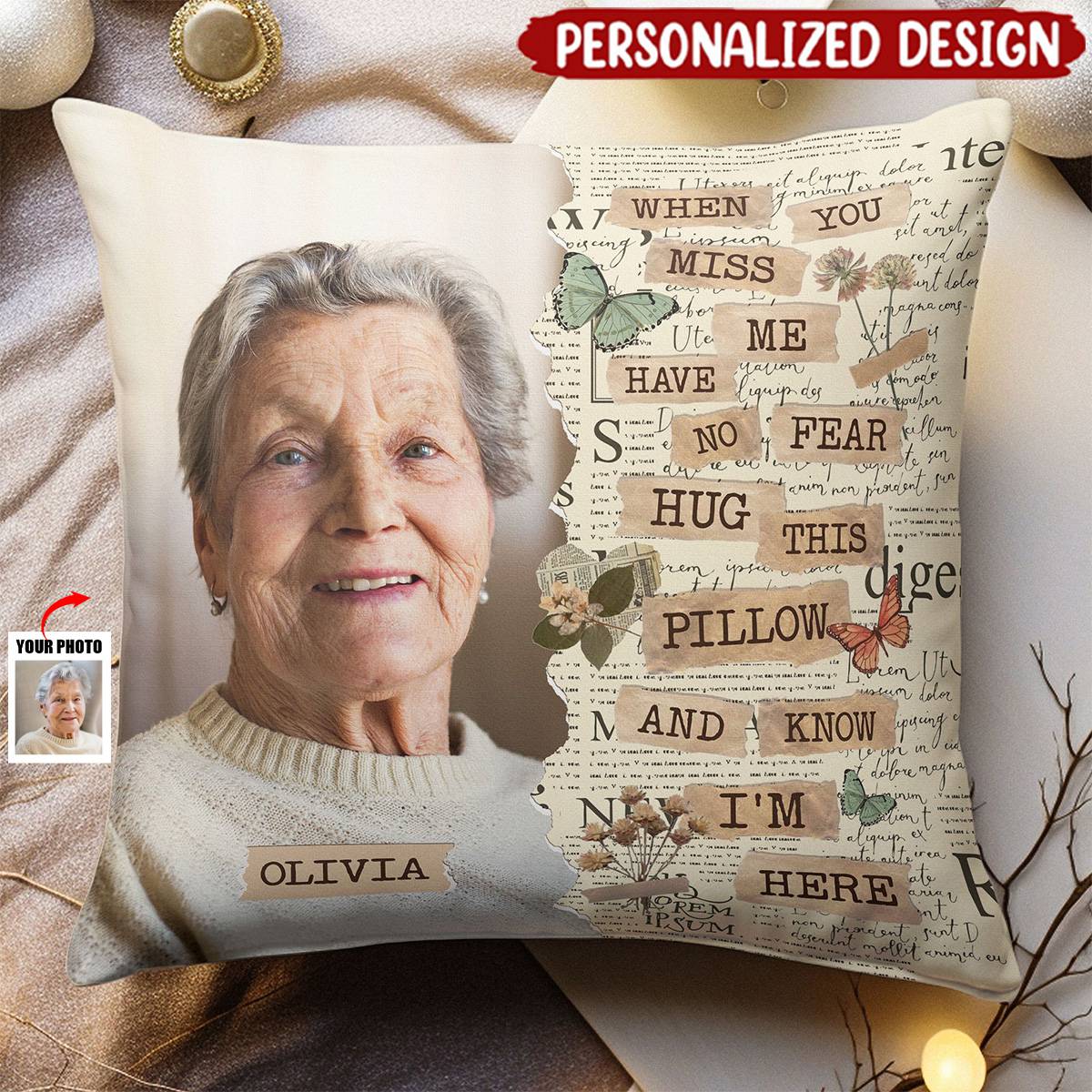 Memorial Hug This Pillow & Know I'm Here - Personalized Photo Pillow
