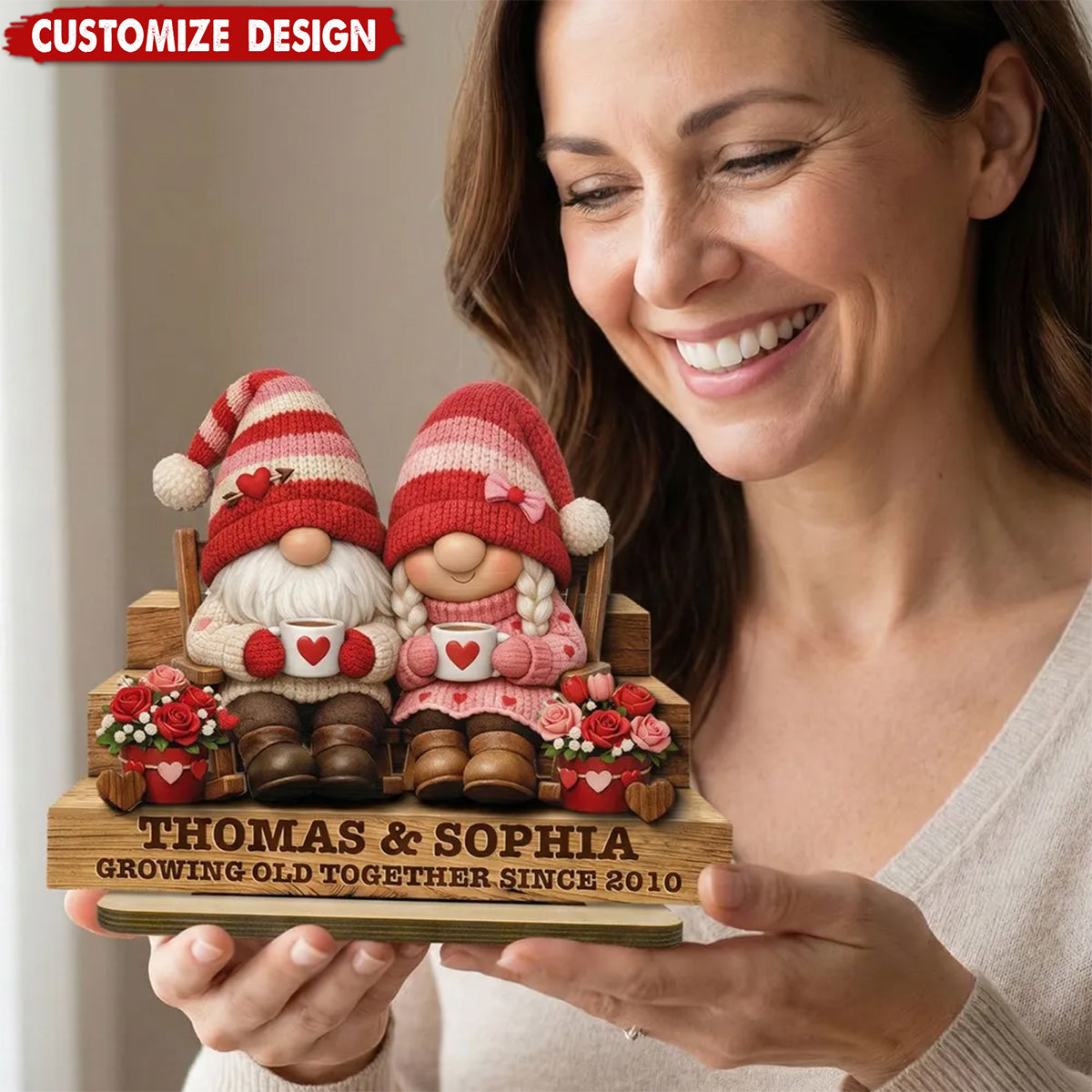 Personalized Wooden Couple Plaque - Everlasting Love Valentine Gift for Lovers