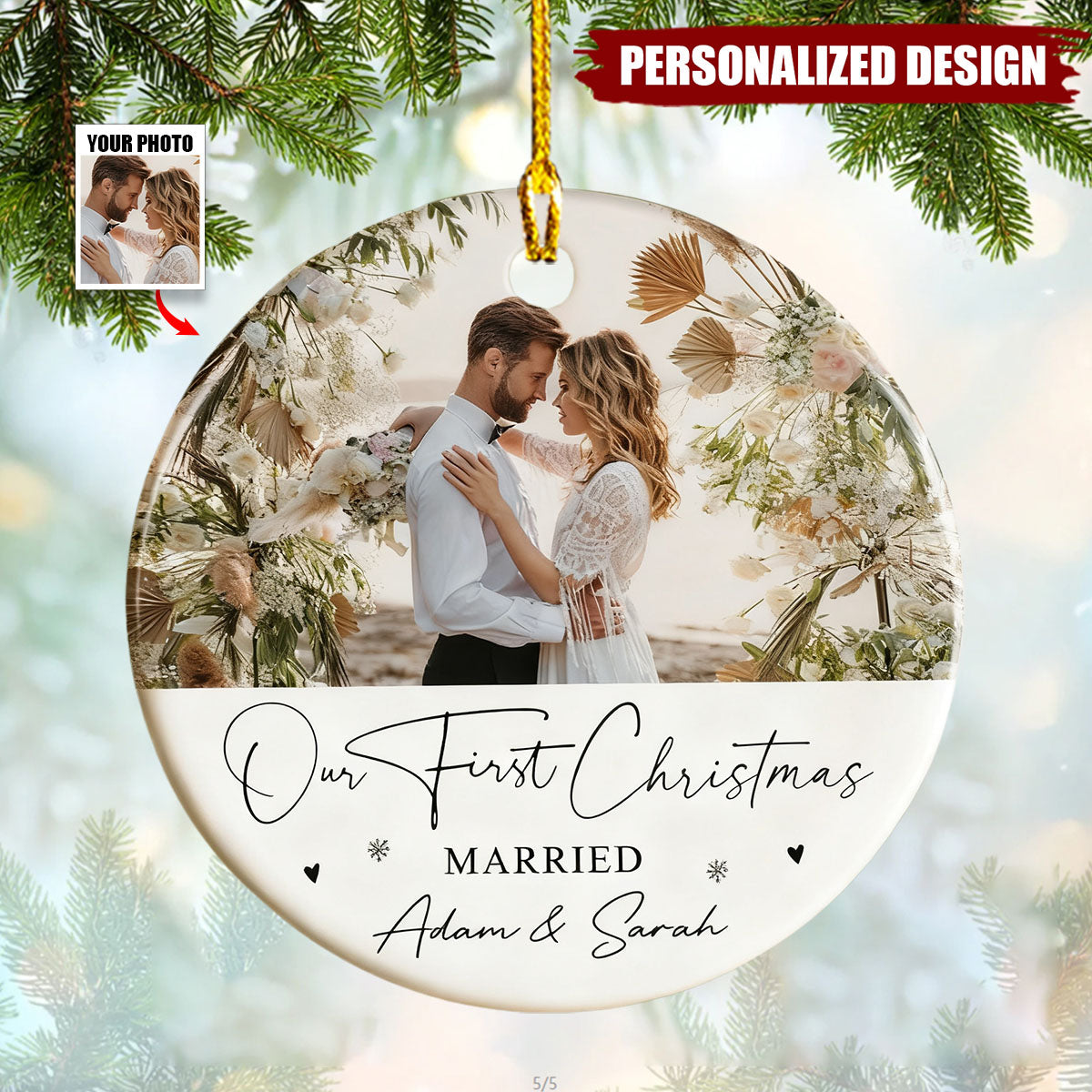 Personalised 1st Christmas as Mr and Mrs Ornament