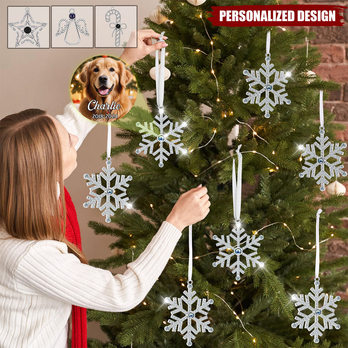 Personalized Pet Photo Projection Ornament for Christmas