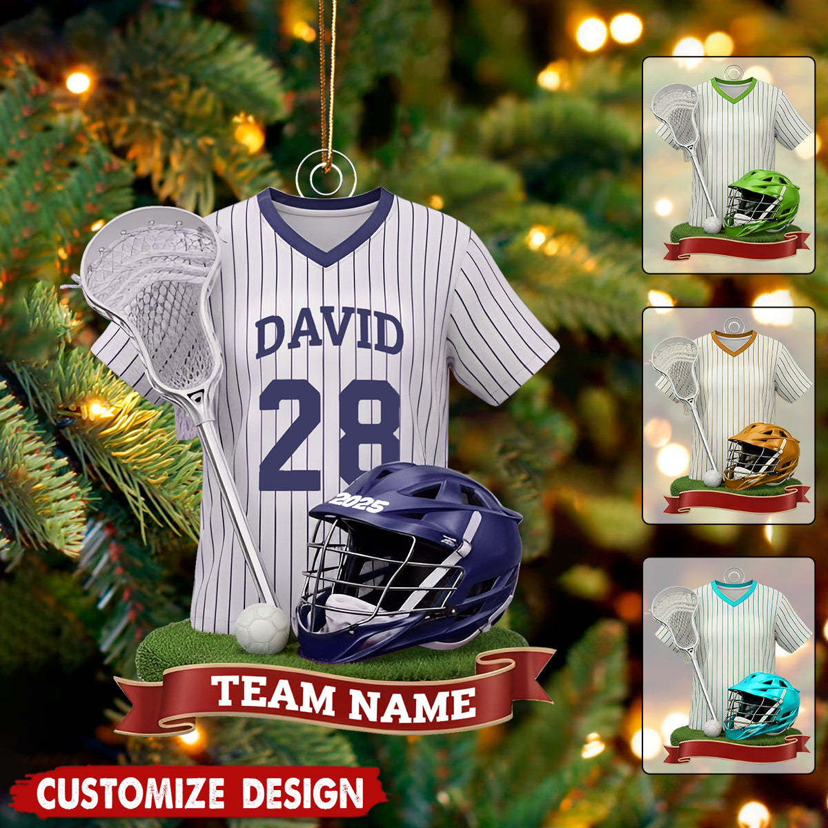 Personalized Lacrosse Ornament - Custom Jersey Player Name Team Gift 2025