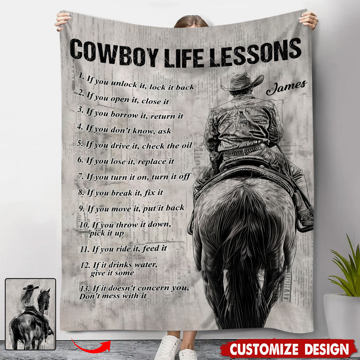 Personalized Cowgirl And Coeboy Blanket-Gift For Horse Lovers