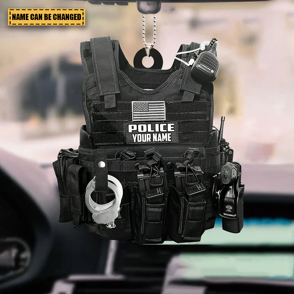 Police Vest Bulletproof Jacket Personalized Ornament, Police Outfit Ornament