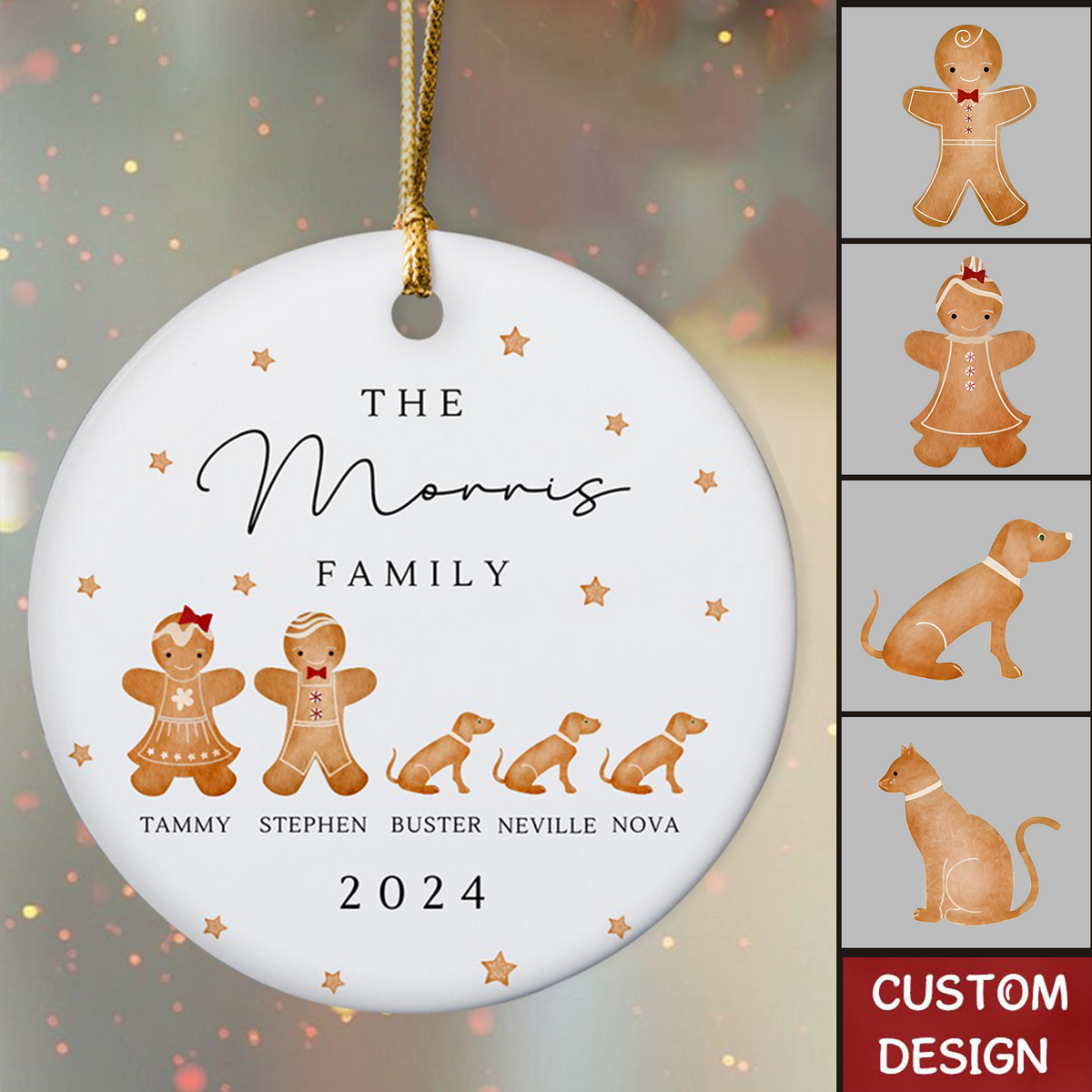 2024 New Release -  Personalised Gingerbread Family Christmas Ceramic Ornament