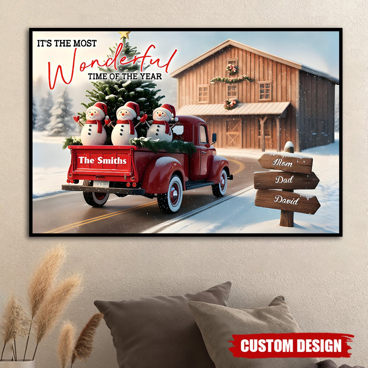 Rustic Christmas Family - Personalized Family Canvas And Poster