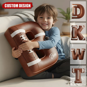 Touchdown Initial Letter Shaped Pillow - Personalized Gifts For American Football Lovers